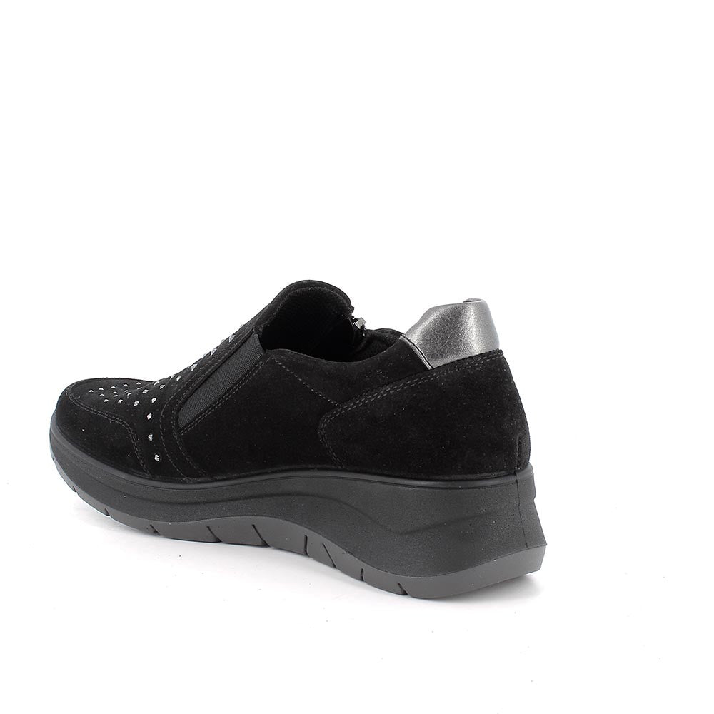 Sneakers IGI&CO scarpa sportiva da donna MADE IN ITALY in camoscio nero e brillantini
