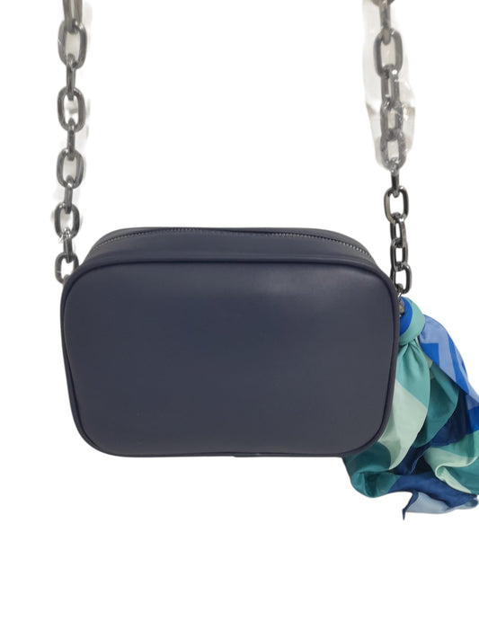 Borsa body-bag con tracolla IGI&CO in materiale pelle blu notte con foulard