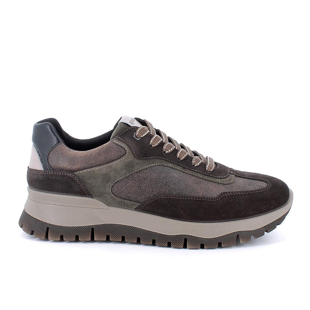 Sneakers IGI&CO scarpa sportiva uomo MADE IN ITALY in camoscio special e crosta caffe