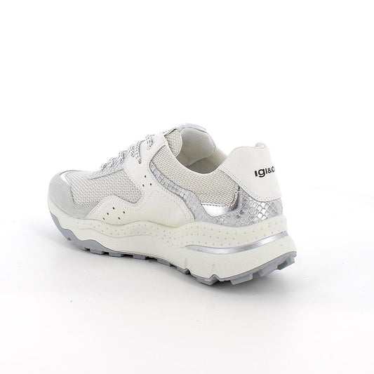 Sneakers IGI&CO scarpa donna MADE IN ITALY in camoscio e rete perla e bianco