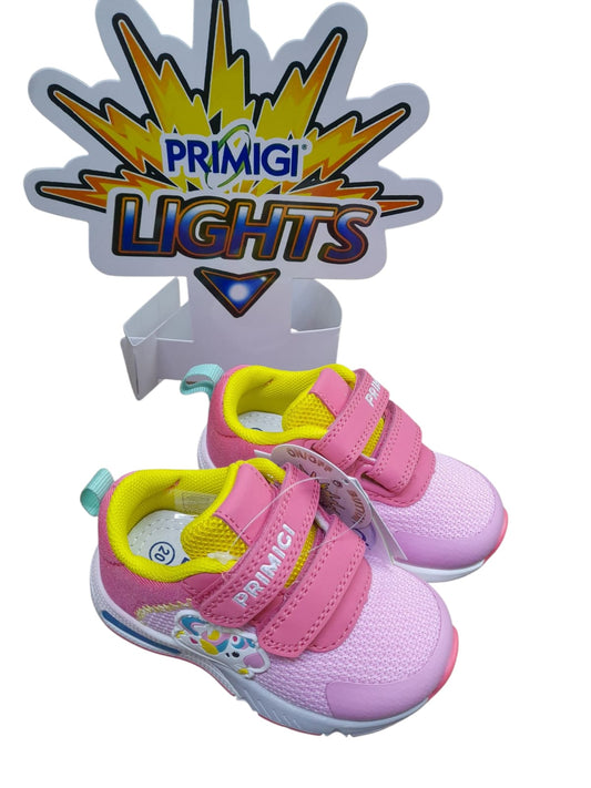 Scarpa PRIMIGI SPORT LIGHTS ginnastica bambina primi passi luci led pelle/rete rosa