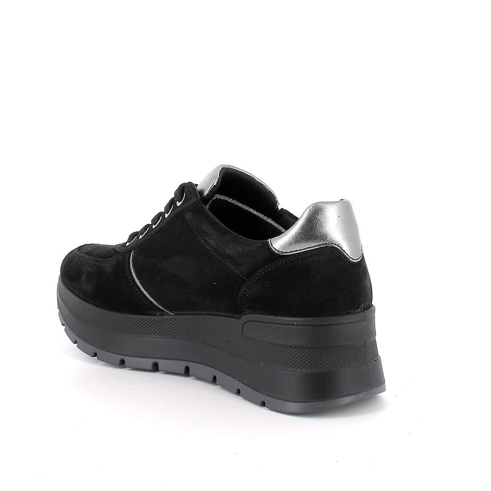 Sneakers IGI&CO scarpa sportiva da donna MADE IN ITALY in camoscio nero
