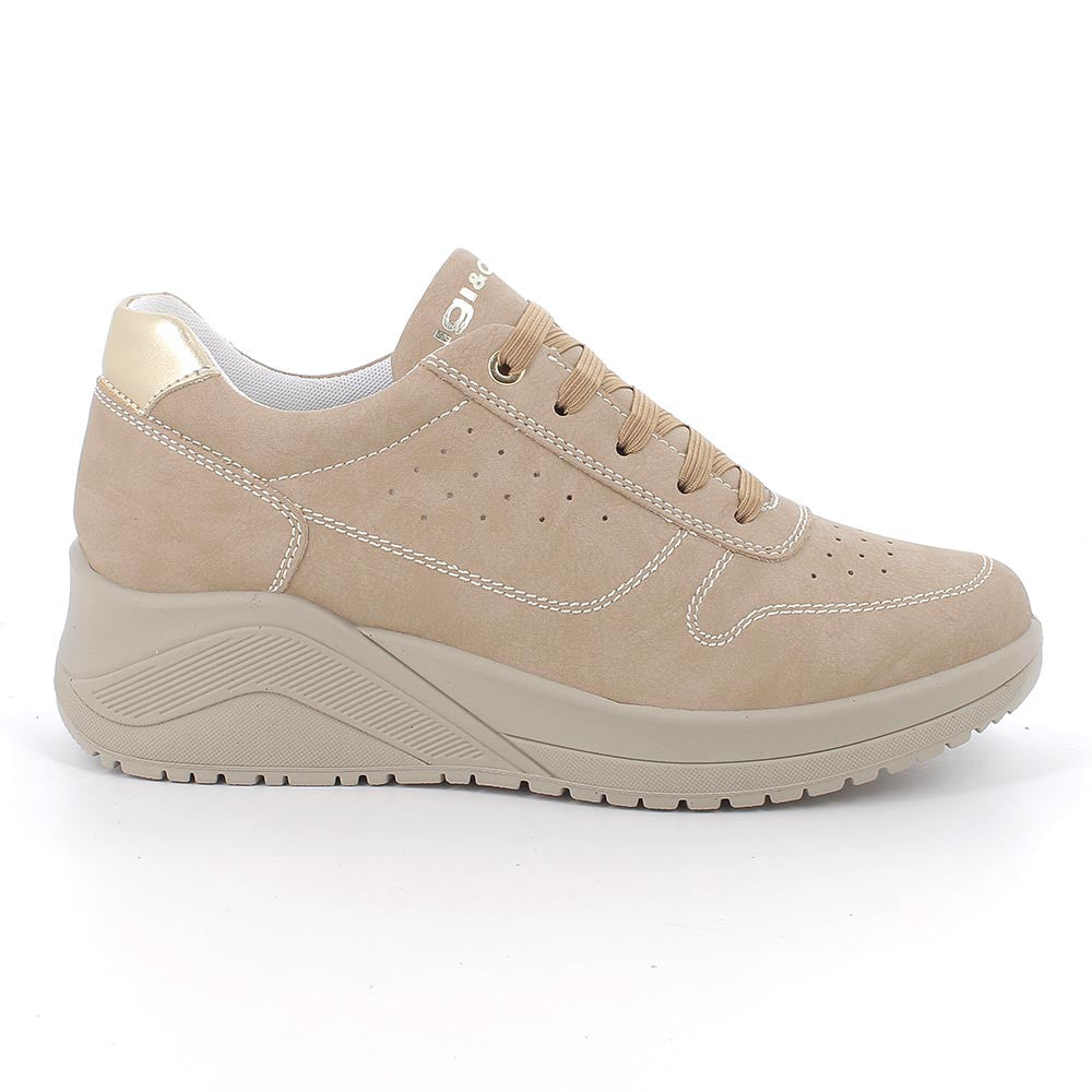 Sneakers IGI&CO scarpa sportiva donna MADE IN ITALY in nabuk delave Beige scuro