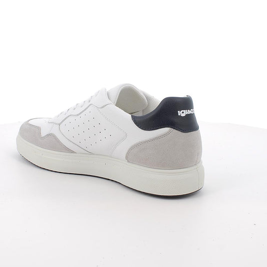 Sneakers IGI&CO scarpa sportiva uomo MADE IN ITALY in pelle fiore bottolato bianco