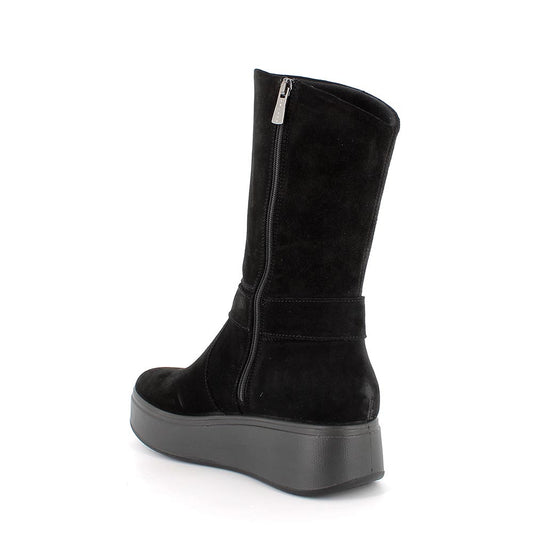 Stivale IGI&CO Platform lunghezza 3/4 donna MADE IN ITALY in camoscio super nero