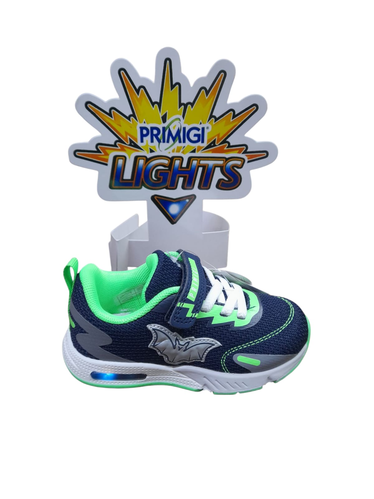 Scarpa PRIMIGI SPORT LIGHTS ginnastica bambino primi passi luci led pelle/rete blu