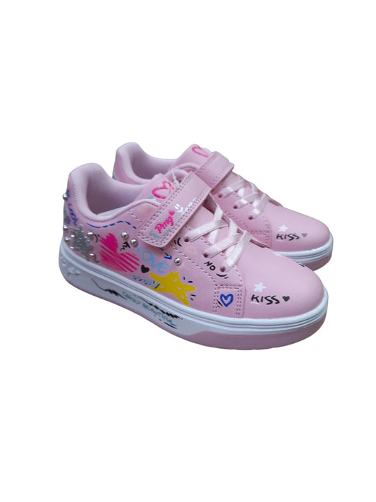 Sneaker PRIMIGI SPORT scarpa ginnastica da bambina in pelle rosa a strappi