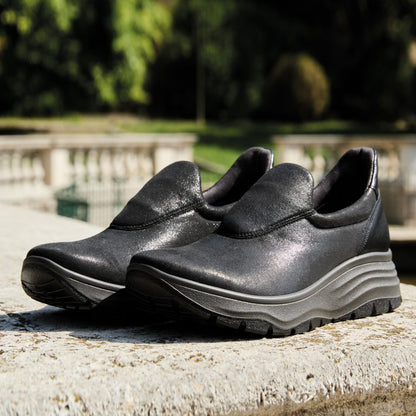 Mocassino ENVAL SOFT scarpa donna MADE IN ITALY in tessuto TEKFIT nero laminato