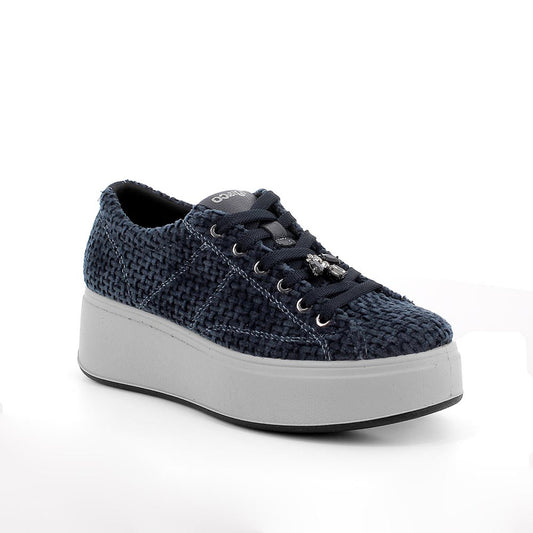 Sneakers IGI&CO PLATFORM scarpa sportiva donna a zeppa MADE IN ITALY in velluto blu