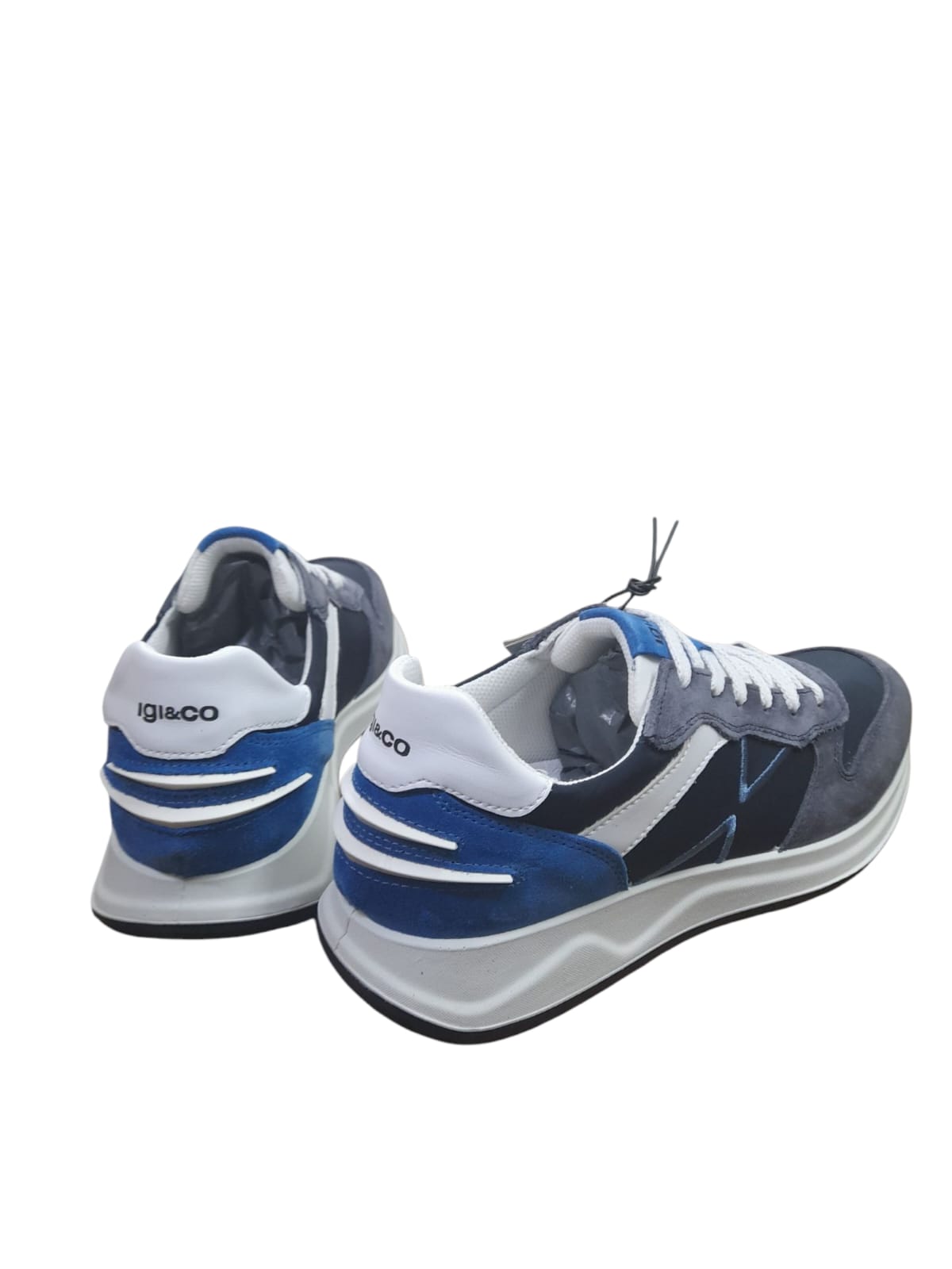 Sneakers IGI&CO scarpa sportiva uomo MADE IN ITALY in camoscio blu e tela jeans blu