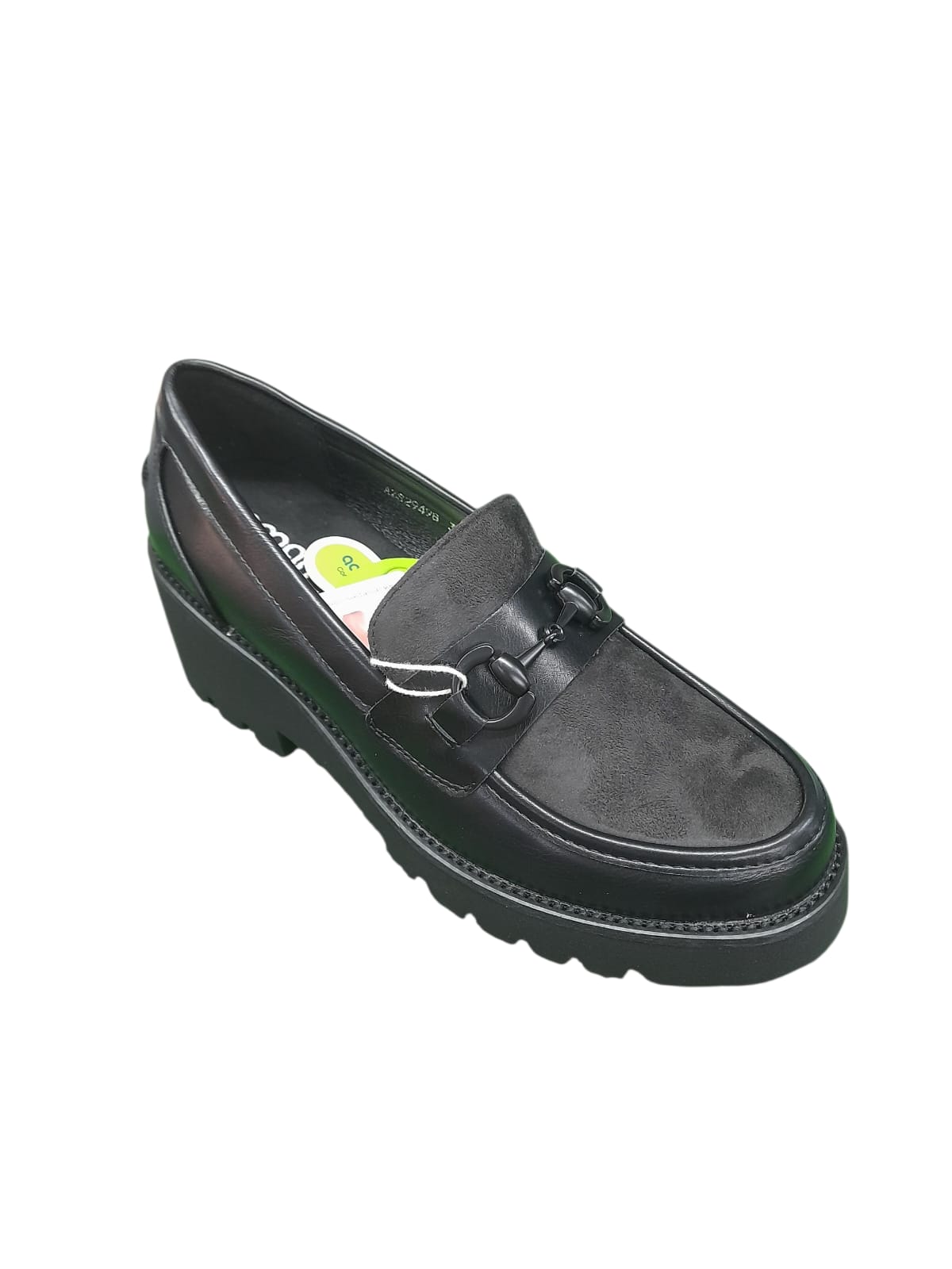 Mocassino AMARPIES scarpa da donna casual a zeppa in pelle nappata soft nero