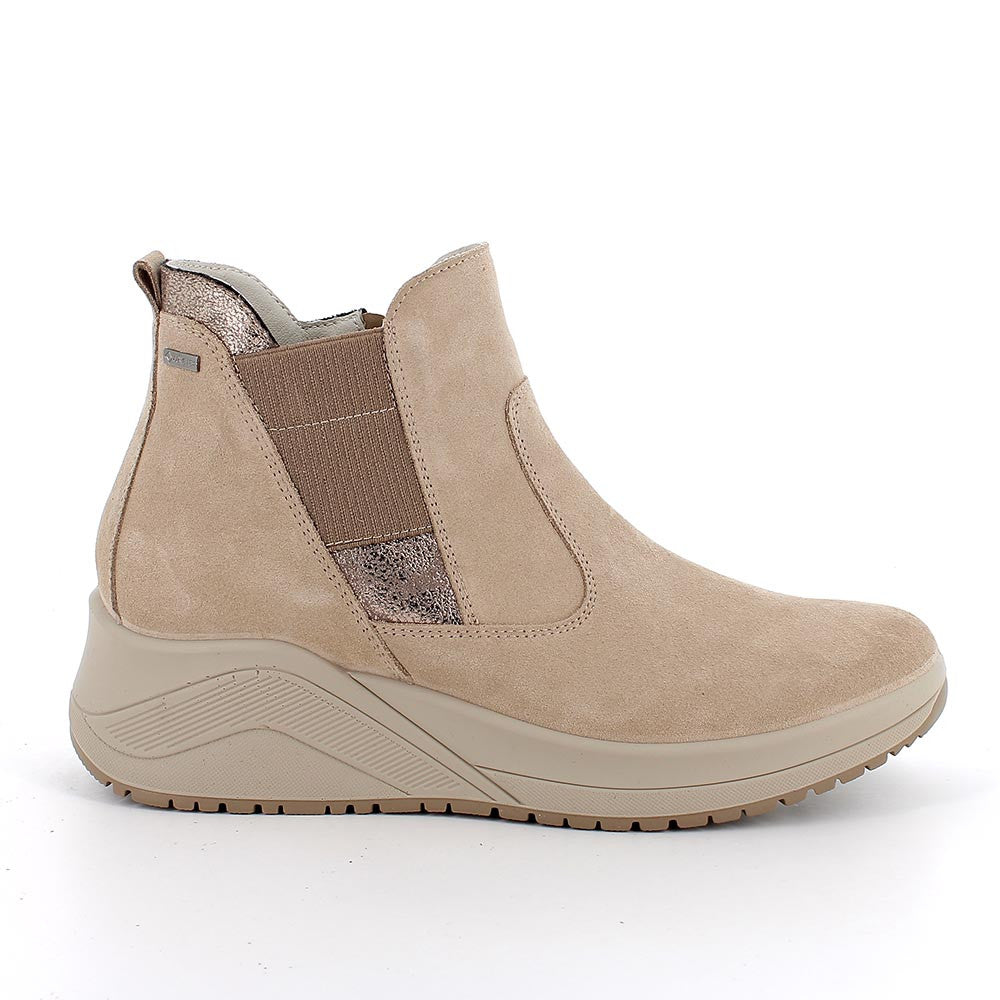 Tronchetto IGI&CO scarpotto/stivaletto donna MADE IN ITALY camoscio biscotto GORE-TEX