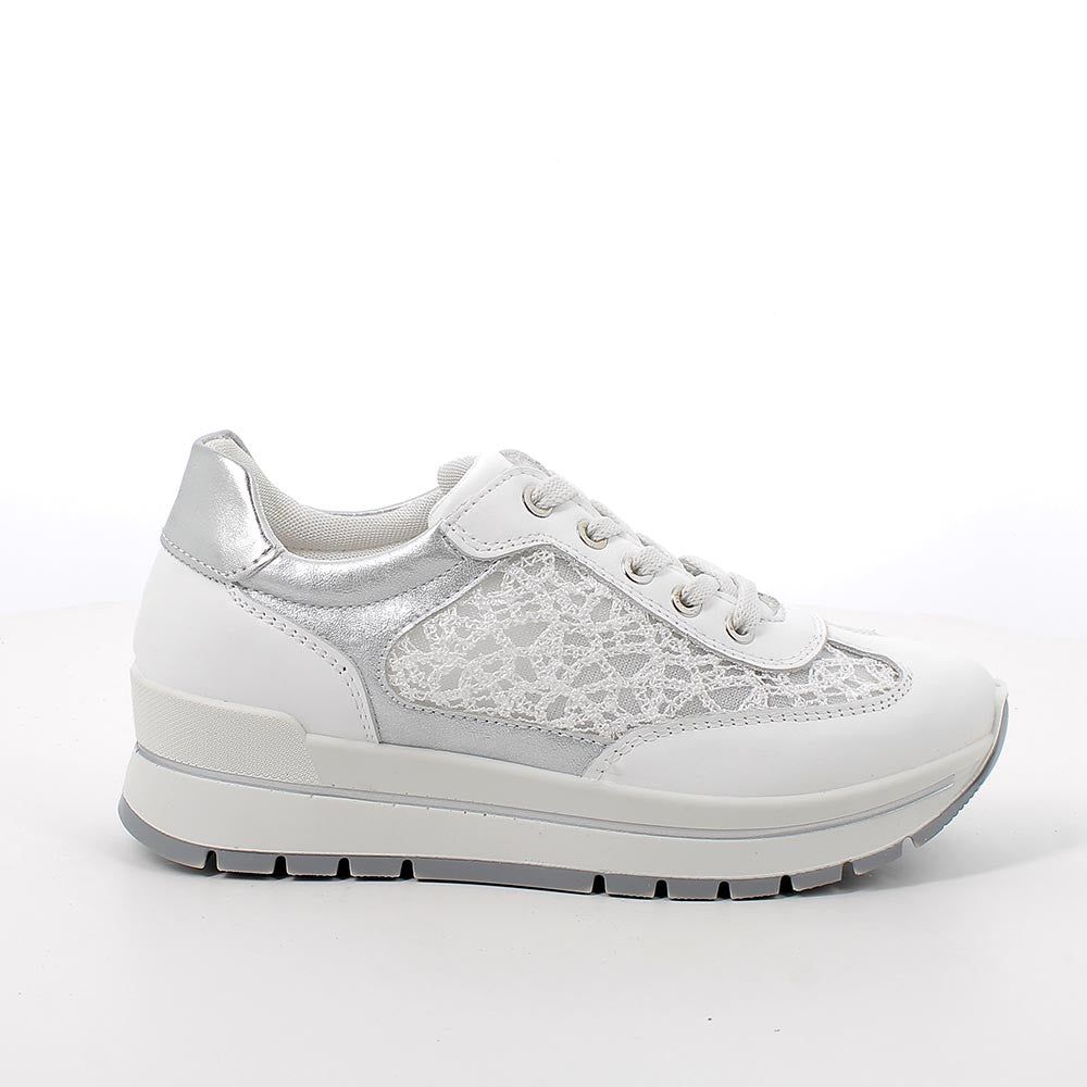 Sneakers IGI&CO scarpa sportiva MADE IN ITALY da donna in pelle/nappa e rete bianco