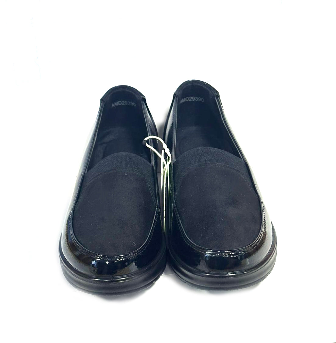 Mocassino AMARPIES scarpa linea comoda da donna in vernice e camoscio nera