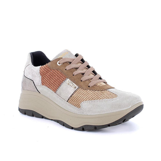 Sneakers IGI&CO scarpa sportiva donna MADE IN ITALY camoscio avorio e velluto tortora