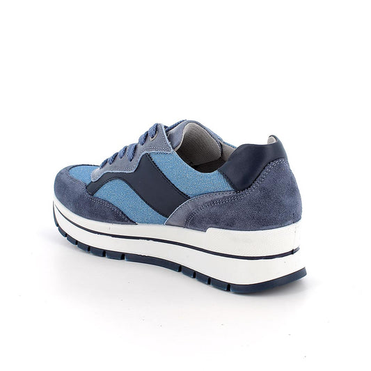 Sneakers IGI&CO scarpa donna MADE IN ITALY in camoscio e tessuto laminato avio jeans