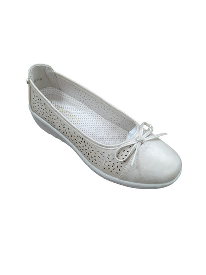 Mocassino AMARPIES scarpa linea confort donna in pelle bucata platino/gold chiaro