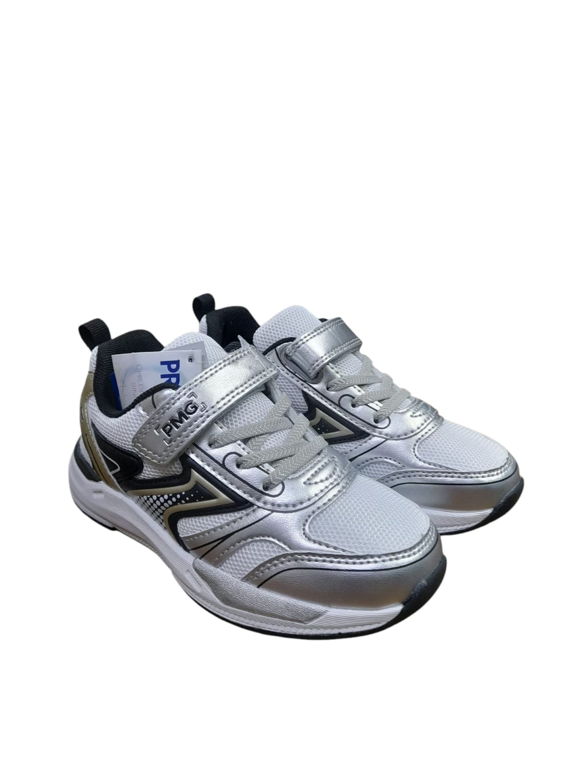 Sneaker PRIMIGI SPORT scarpa ginnastica da bambino in pelle e tela grigio e nero