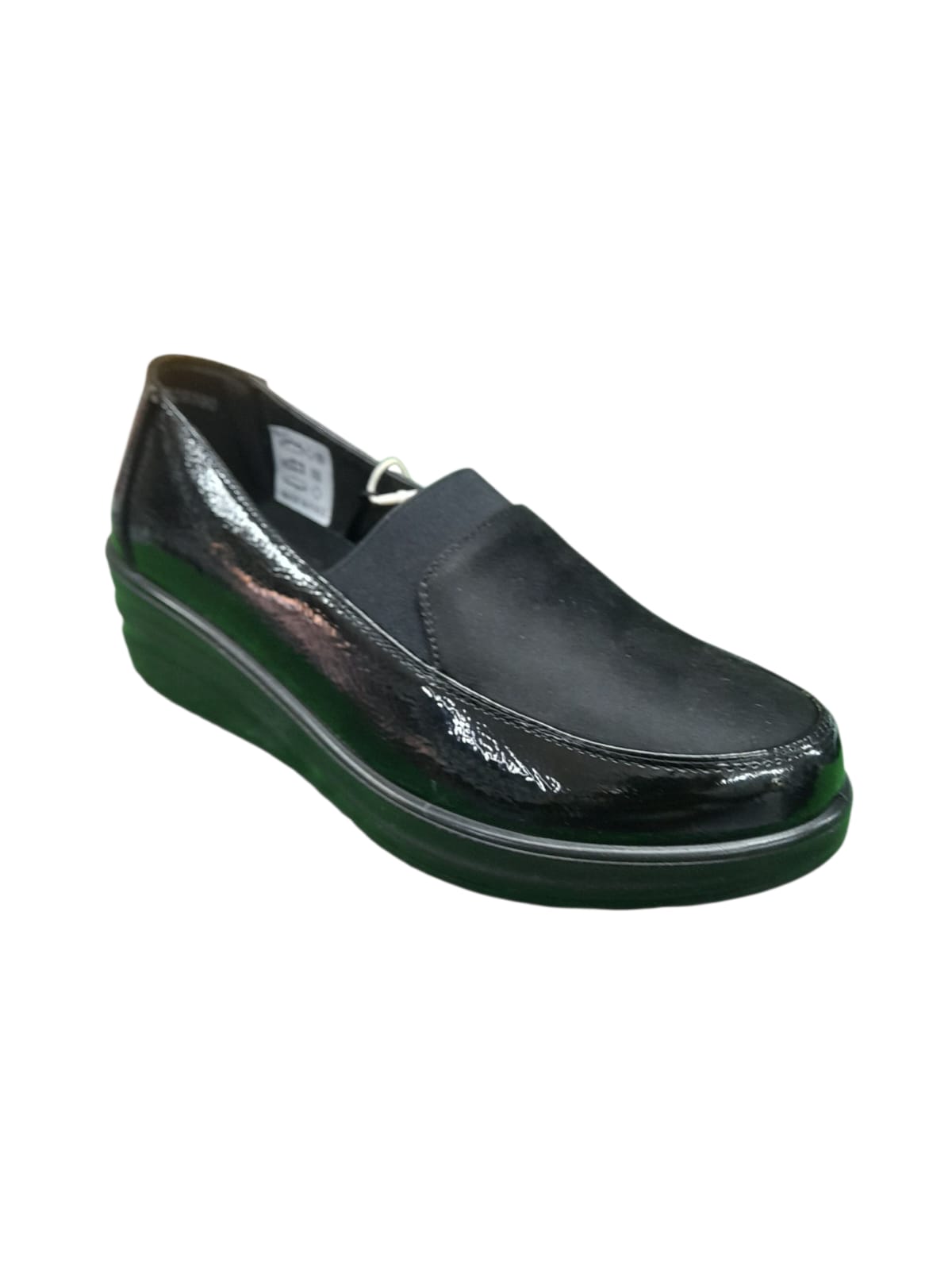 Mocassino AMARPIES scarpa linea confort donna in vernice e nabuk nero