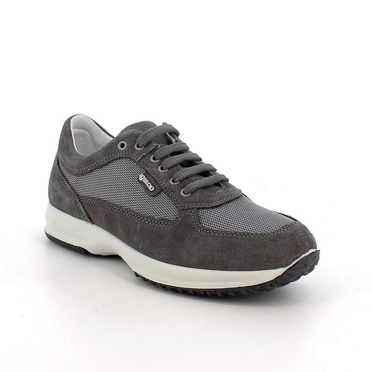 Scarpa IGI&CO Interactive uomo MADE IN ITALY in Camoscio e tessuto grigio asfalto