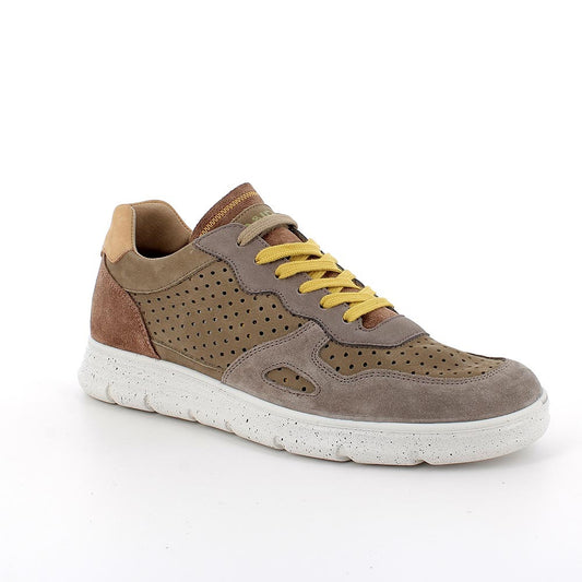 Sneakers IGI&CO scarpa sportiva MADE IN ITALY uomo in camoscio peltro e nabuk verde