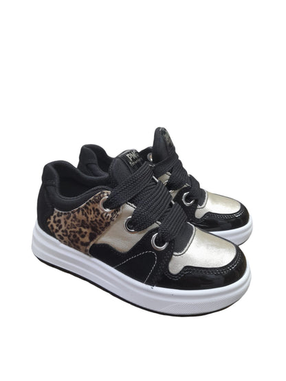 Sneaker PRIMIGI BLACK LAB scarpa sportiva da bambina in camoscio e vernice nero