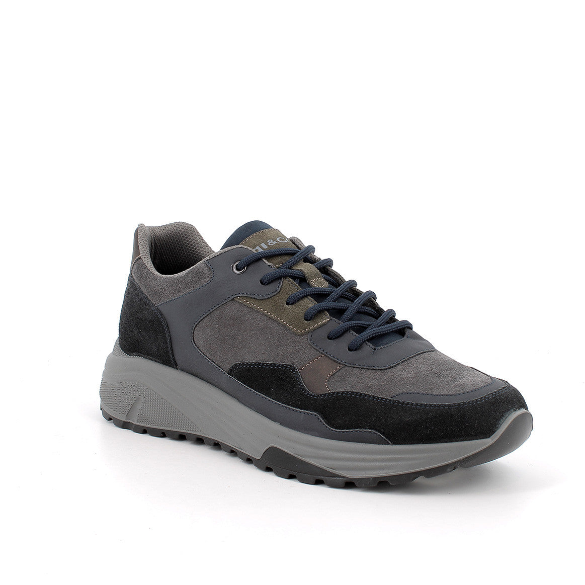 Scarpa uomo IGI&CO sneakers MADE IN ITALY in camoscio special blu notte e antracite