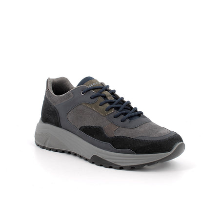 Scarpa uomo IGI&CO sneakers MADE IN ITALY in camoscio special blu notte e antracite