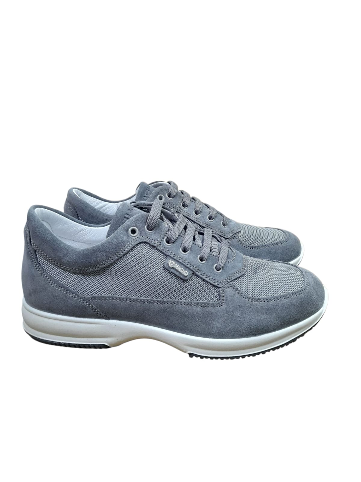 Sneaker IGI&CO scarpa da uomo MADE IN ITALY INTERACTIVE in camoscio e rete grigio
