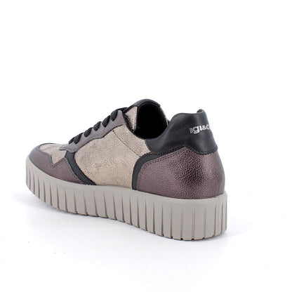Sneakers IGI&CO scarpa sportiva donna MADE IN ITALY in fiore bottolato pelle bronzo