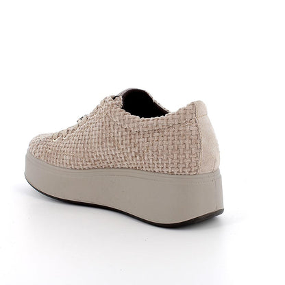 Sneakers IGI&CO PLATFORM scarpa sportiva donna a zeppa MADE IN ITALY in velluto beige