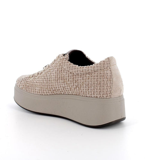 Sneakers IGI&CO PLATFORM scarpa sportiva donna a zeppa MADE IN ITALY in velluto beige