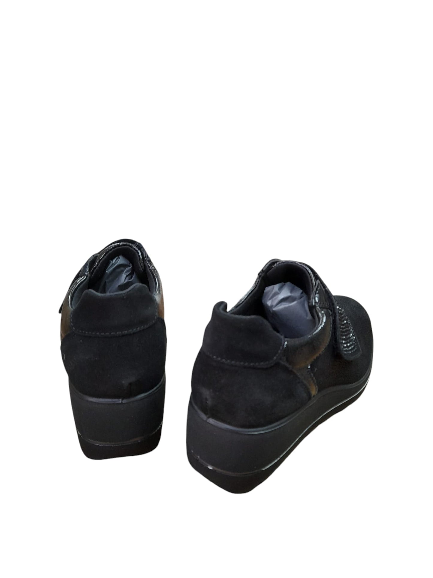 Sneaker ENVAL SOFT scarpa donna Linea confort MADE IN ITALY camoscio elastico nero