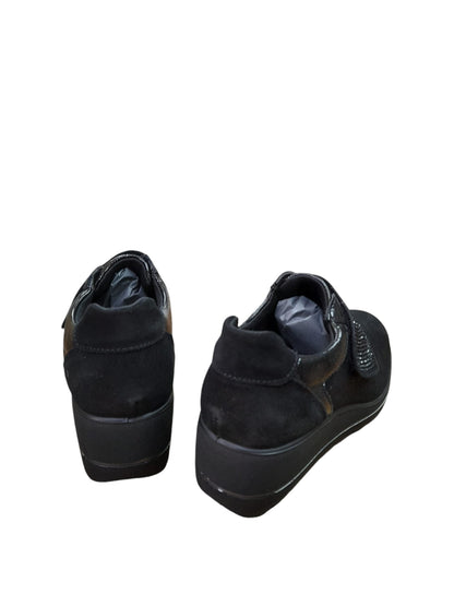 Sneaker ENVAL SOFT scarpa donna Linea confort MADE IN ITALY camoscio elastico nero