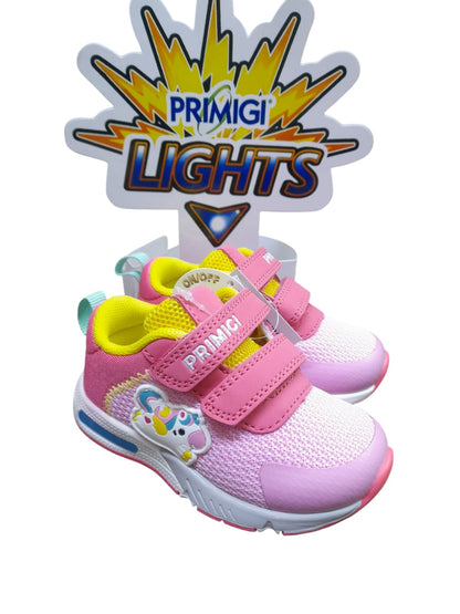 Scarpa PRIMIGI SPORT LIGHTS ginnastica bambina primi passi luci led pelle/rete rosa