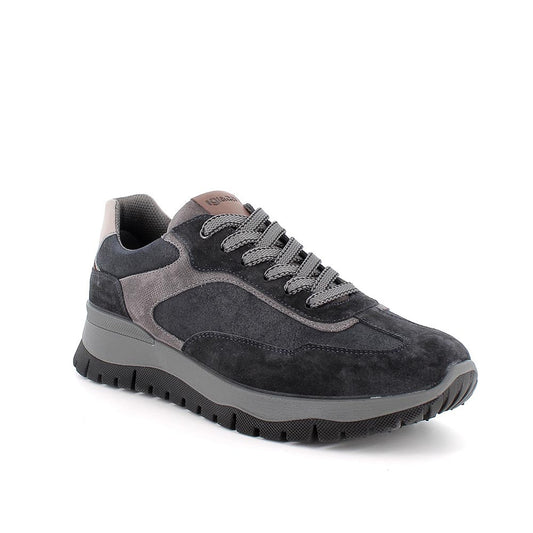 Sneakers IGI&CO scarpa sportiva uomo MADE IN ITALY in camoscio special e crosta blu
