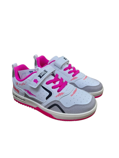 Scarpa da ginnastica PRIMIGI SPORT bambina in pelle bianco e fuxia
