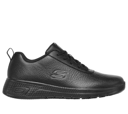 SKECHERS MARSING GMINA Work FOOTWEAR scarpa da donna in pelle bottolata nera