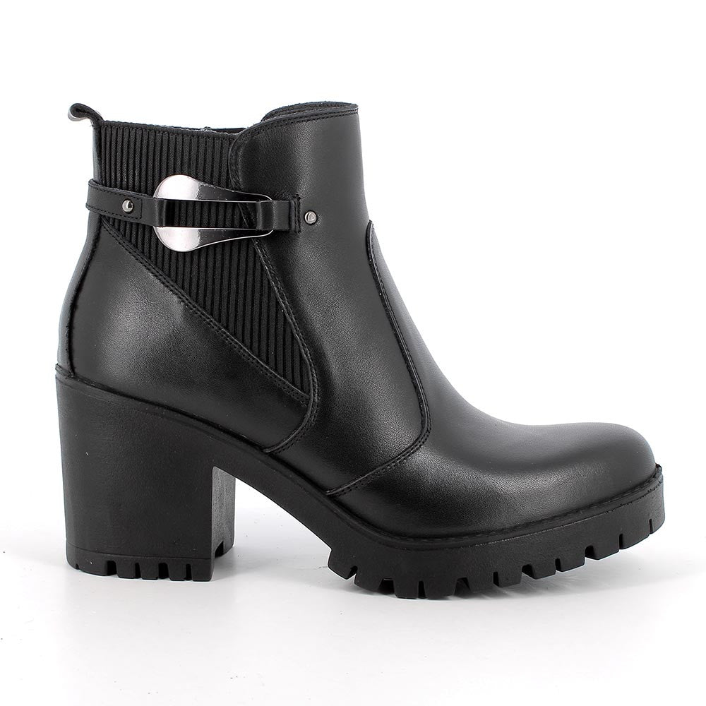 Tronchetto IGI&CO stivaletto a tacco MADE IN ITALY donna in pelle di nappa soft nero