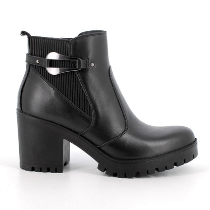 Tronchetto IGI&CO stivaletto a tacco MADE IN ITALY donna in pelle di nappa soft nero
