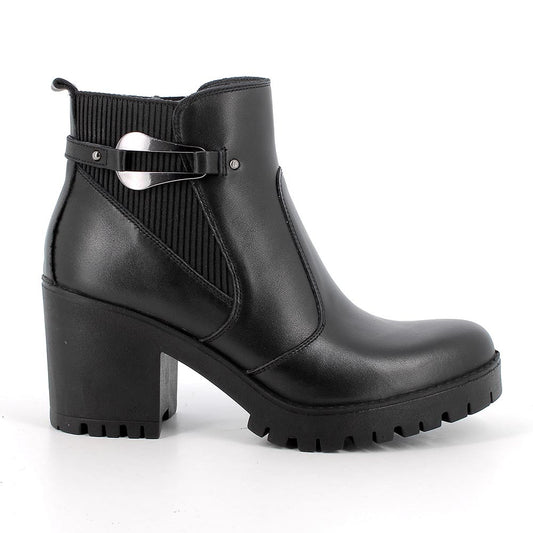 Tronchetto IGI&CO stivaletto a tacco MADE IN ITALY donna in pelle di nappa soft nero