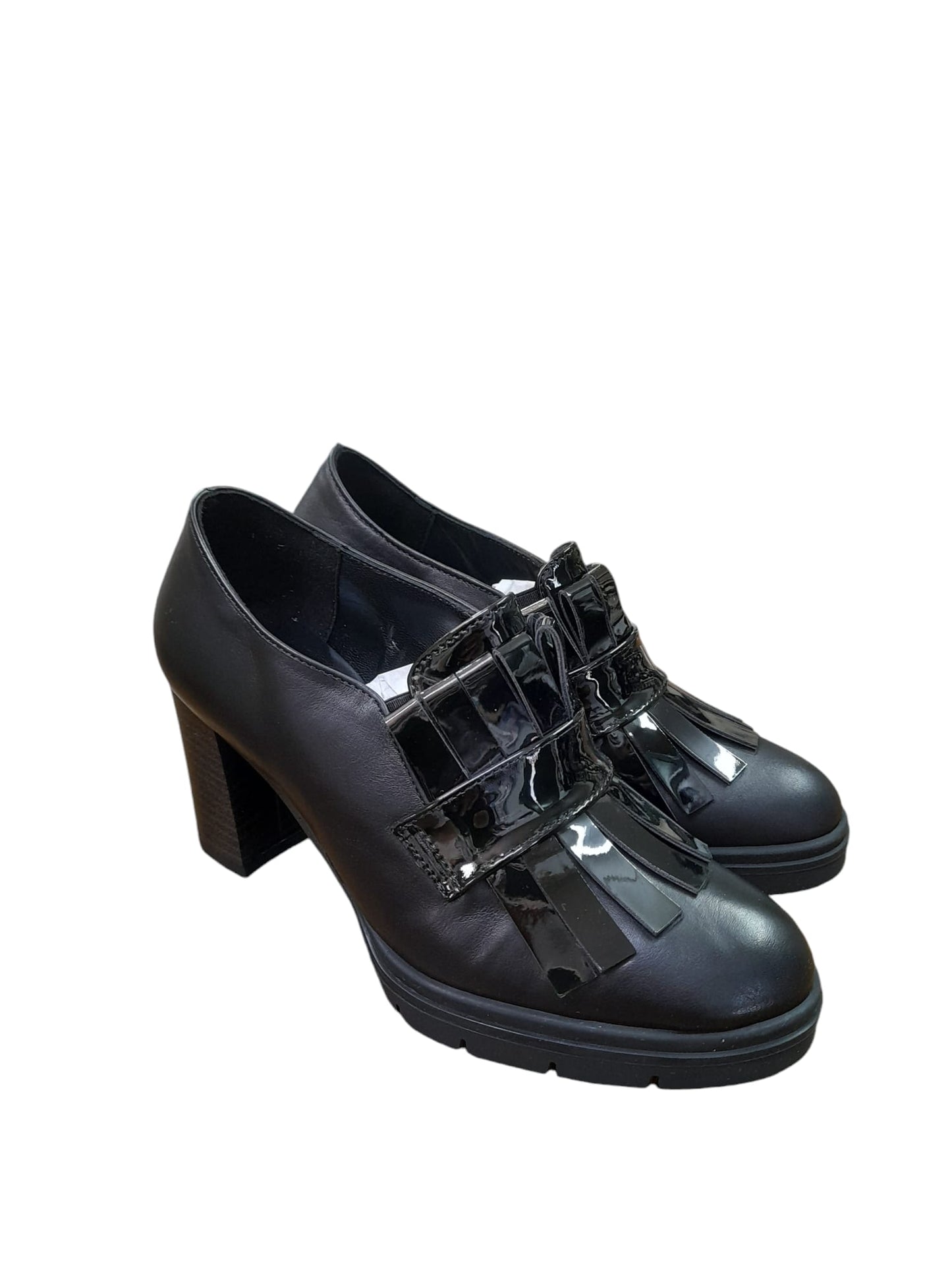Mocassino/scarpotto IGI&CO scarpa donna a tacco MADE IN ITALY in pelle/vitello nero