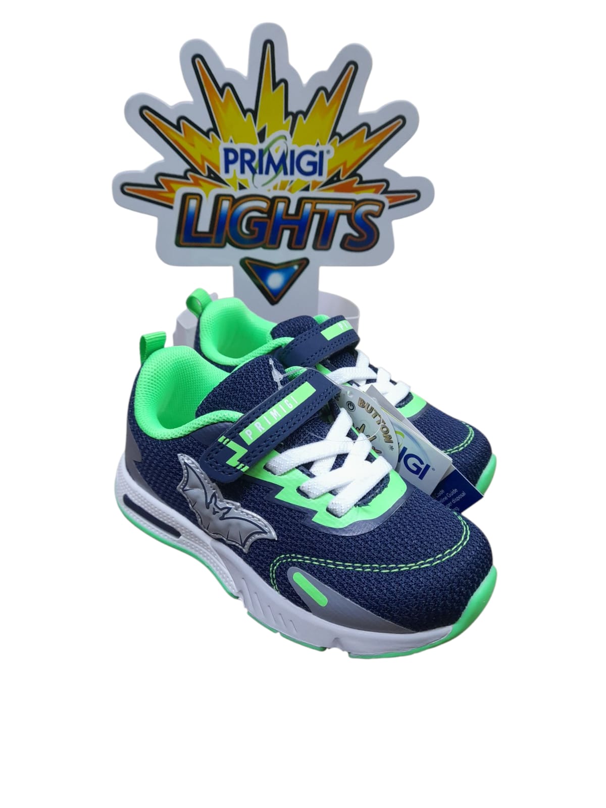 Scarpa PRIMIGI SPORT LIGHTS ginnastica bambino primi passi luci led pelle/rete blu