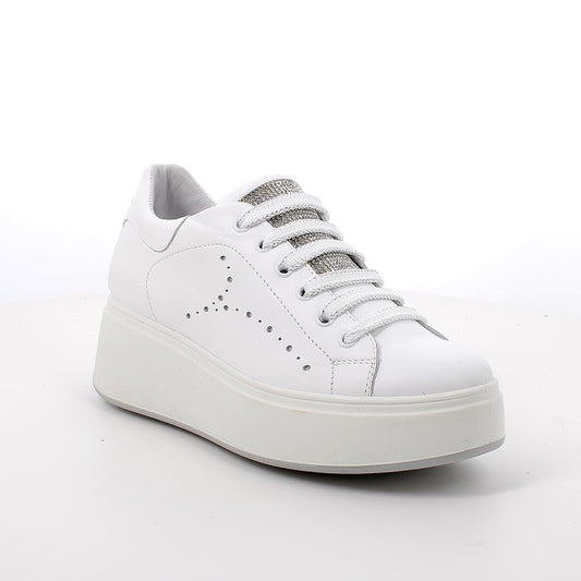 Sneakers IGI&CO PLATFORM scarpa donna a zeppa MADE IN ITALY in pelle/nappa bianco
