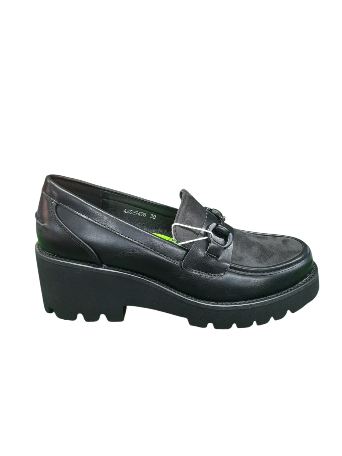 Mocassino AMARPIES scarpa da donna casual a zeppa in pelle nappata soft nero