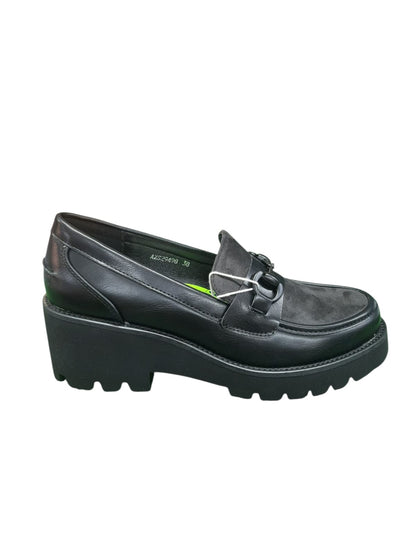 Mocassino AMARPIES scarpa da donna casual a zeppa in pelle nappata soft nero