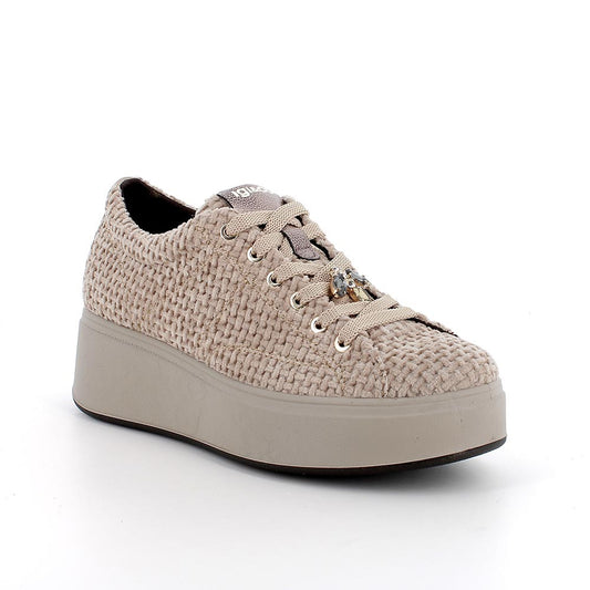 Sneakers IGI&CO PLATFORM scarpa sportiva donna a zeppa MADE IN ITALY in velluto beige