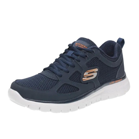Sneakers SKECHERS scarpa running da uomo in pelle e tessuto tecnico blu notte