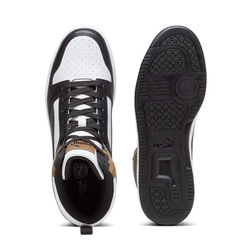 PUMA REBOUND V6 Mid Jr Scarpa da uomo basket in pelle nera e bianca