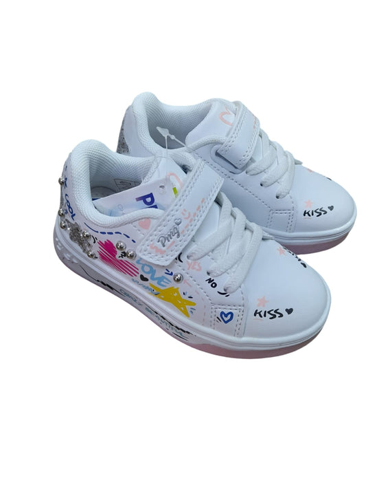 Sneakers PRIMIGI SPORT scarpa da ginnastica bambina in pelle/nappa bianco e glitter